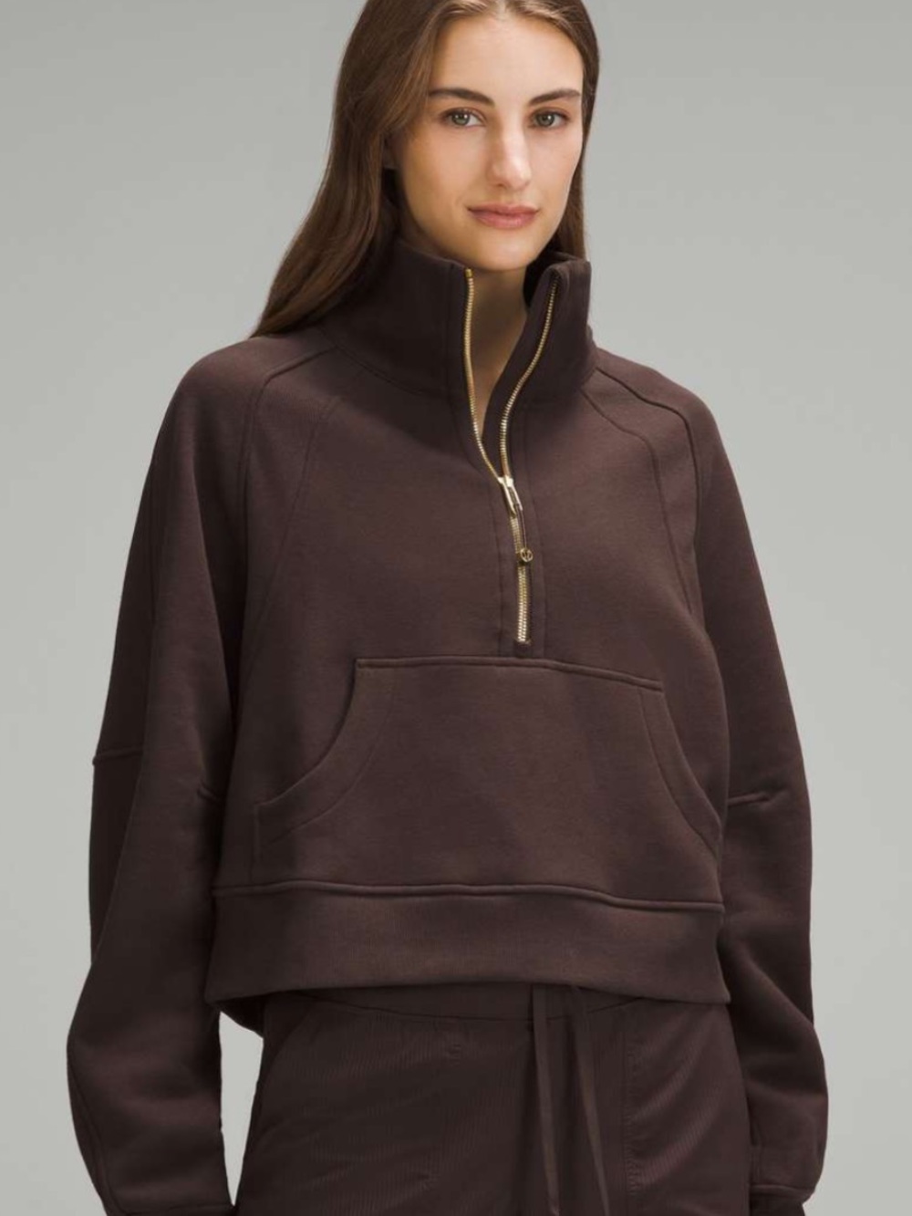 Lululemon Scuba cropped funnel neck sweater ***gold zipper!